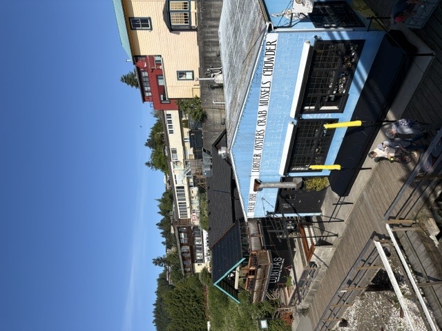Gibsons seafood building and village street near the harbour
